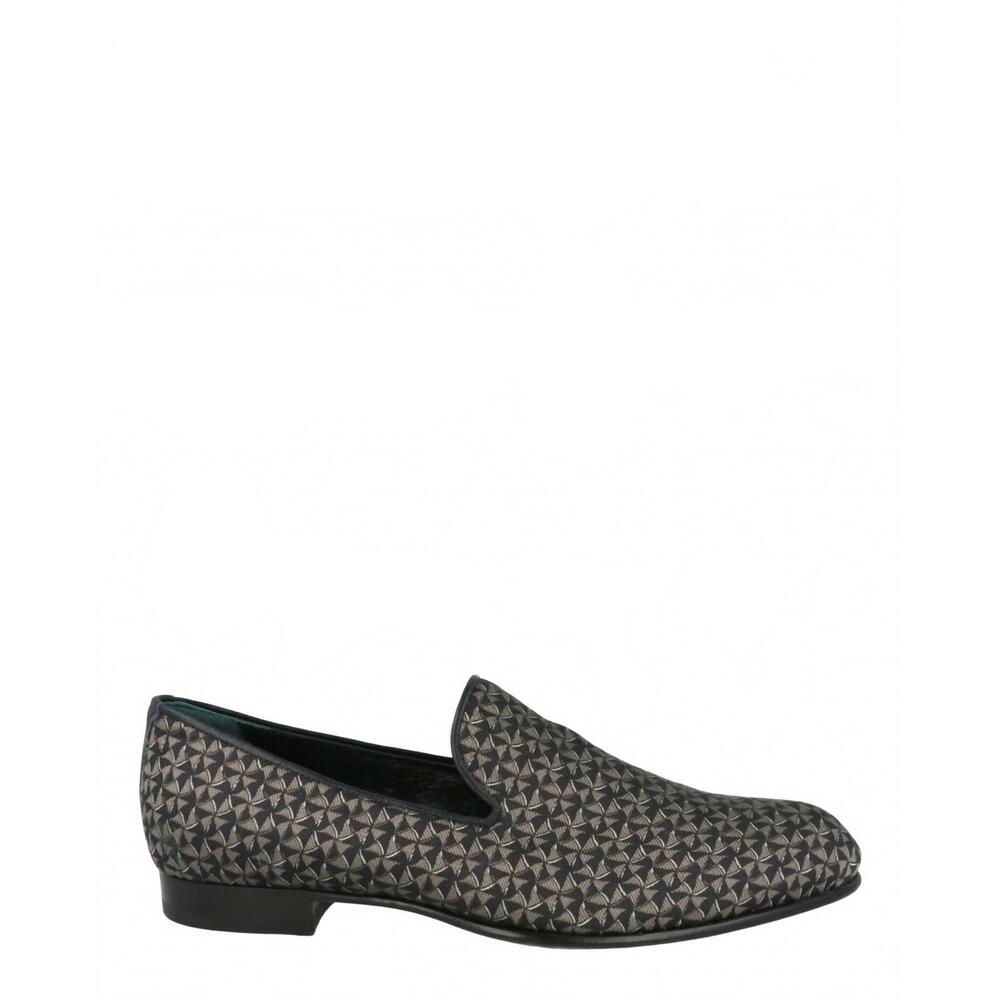 NEW BRIONI men's geometeric pattern slip-on loafers in midnight blue beige